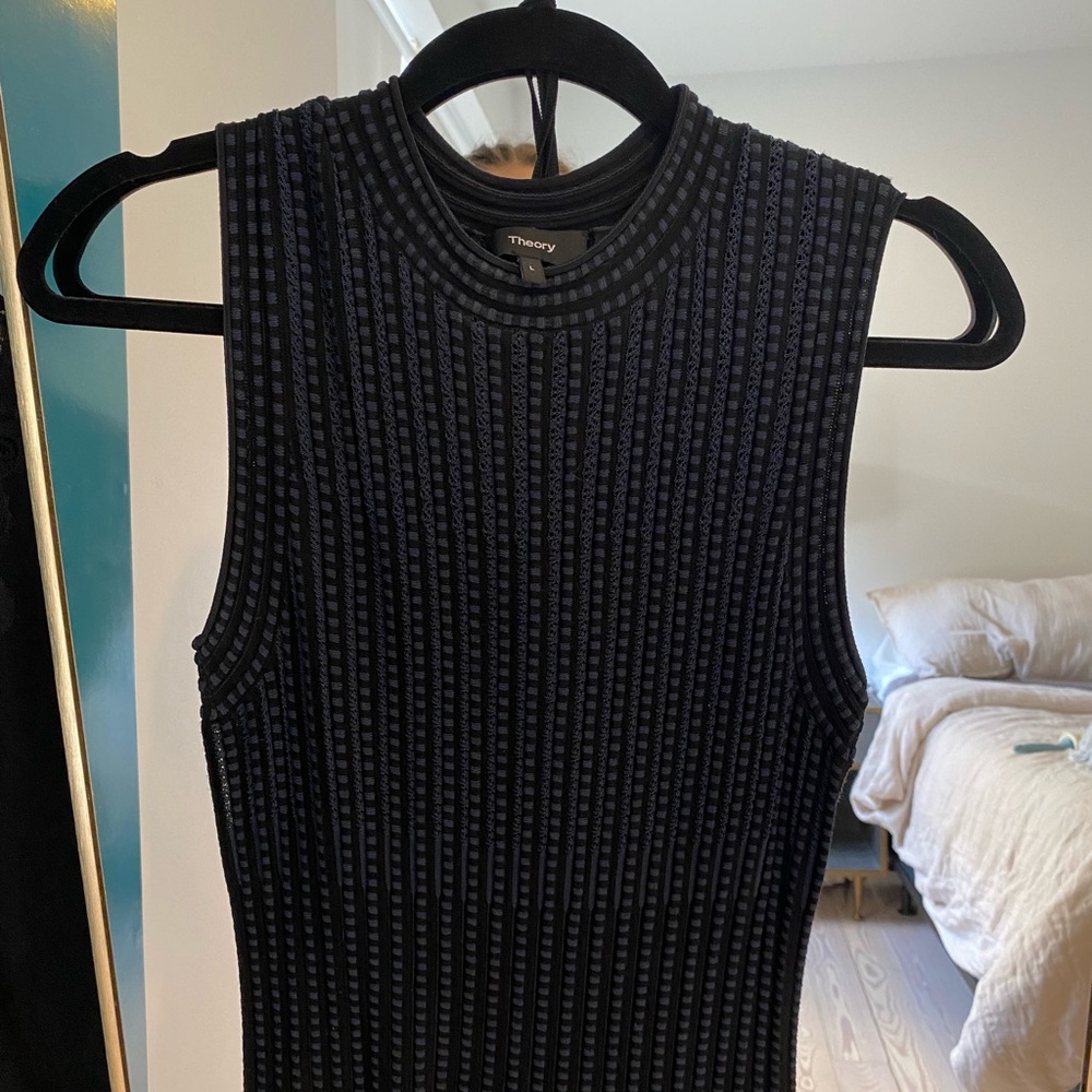 Theory Novelty Checker Knit Sleeveless Short Dress - Picture 13 of 16